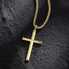 Wholesale Geometric Polish Titanium Steel Cross Pendant Necklace With Square Pearl Chain Unisex Fashion Jewelry