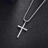 Wholesale Geometric Polish Titanium Steel Cross Pendant Necklace With Square Pearl Chain Unisex Fashion Jewelry