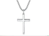 Wholesale Geometric Polish Titanium Steel Cross Pendant Necklace With Square Pearl Chain Unisex Fashion Jewelry