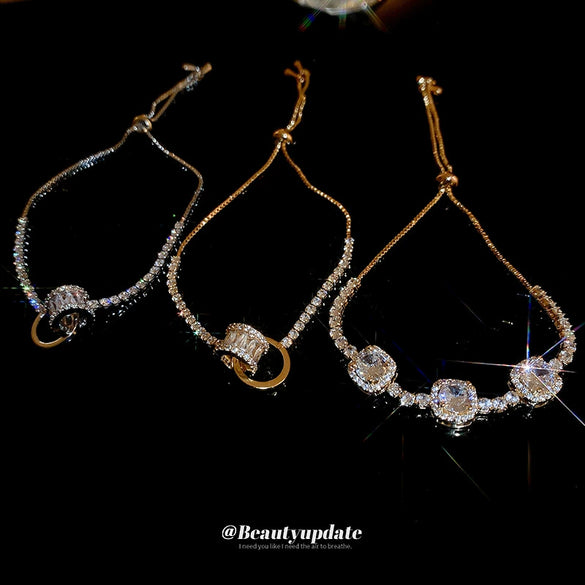 Wholesale Geometric Pullout Bracelet With Real Gold Electroplated Zircon For Women