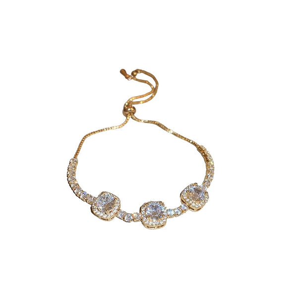 Wholesale Geometric Pullout Bracelet With Real Gold Electroplated Zircon For Women