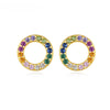 Wholesale Geometric Rainbow Circle Zircon Colorful Earrings Made Of S925 Silver With Electroplating