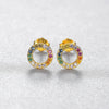 Wholesale Geometric Rainbow Circle Zircon Colorful Earrings Made Of S925 Silver With Electroplating