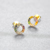Wholesale Geometric Rainbow Circle Zircon Colorful Earrings Made Of S925 Silver With Electroplating