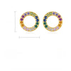 Wholesale Geometric Rainbow Circle Zircon Colorful Earrings Made Of S925 Silver With Electroplating