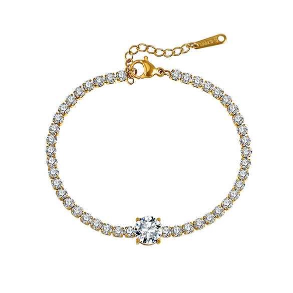 Wholesale Geometric Real Gold Plated Stainless Steel Tennis Chain Bracelet For Women