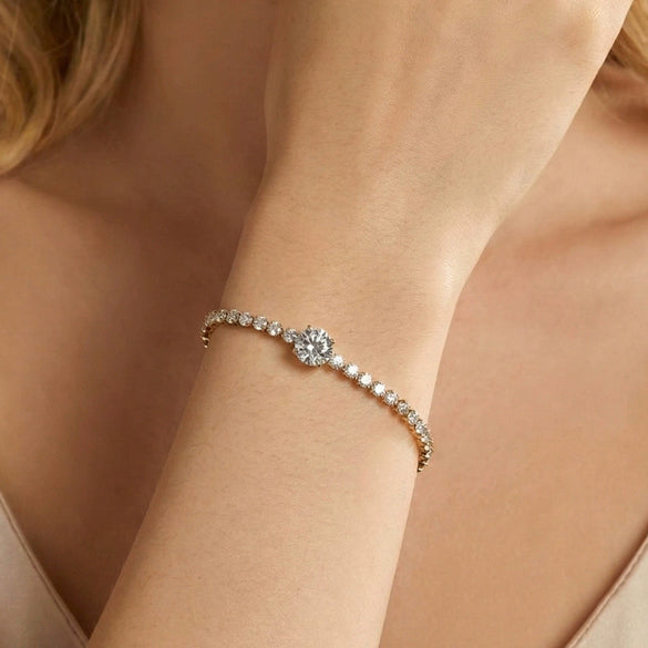 Wholesale Geometric Real Gold Plated Stainless Steel Tennis Chain Bracelet For Women