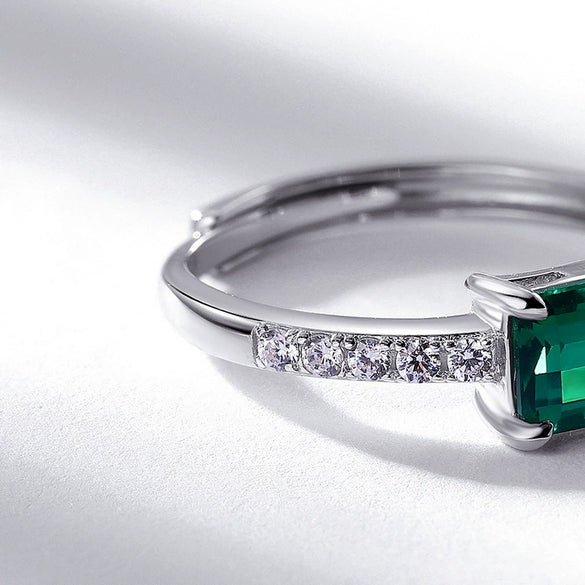 Wholesale Geometric Rectangular Colorful Treasure Ring S925 Silver Retro For Women