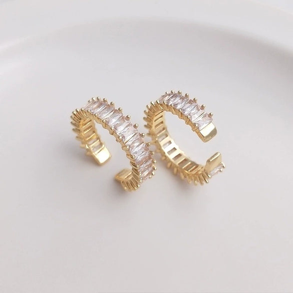 Wholesale Geometric Rectline Zircon Ring Copper Electroplated For Women Fashion Style