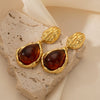 Wholesale Geometric Retro Brown Titanium Steel Electroplated Women's Earrings