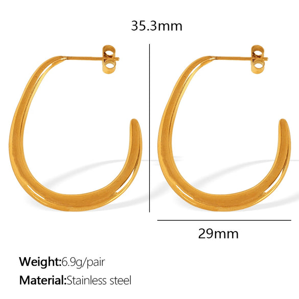 Wholesale Geometric Retro 316L Stainless Steel Gold Plated U Shape Earrings For Women