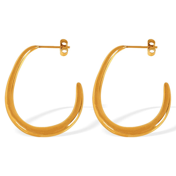 Wholesale Geometric Retro 316L Stainless Steel Gold Plated U Shape Earrings For Women