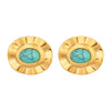 Wholesale Geometric Retro Turquoise Oval Stainless Steel Electroplated Earrings For Women