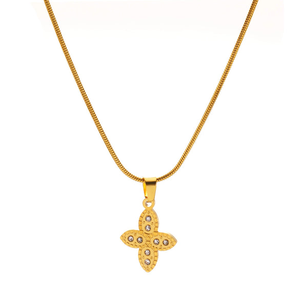 Wholesale Geometric Rhinestone Inlay Titanium Steel And Stainless Steel Women's Necklace With O Chain And Electroplating