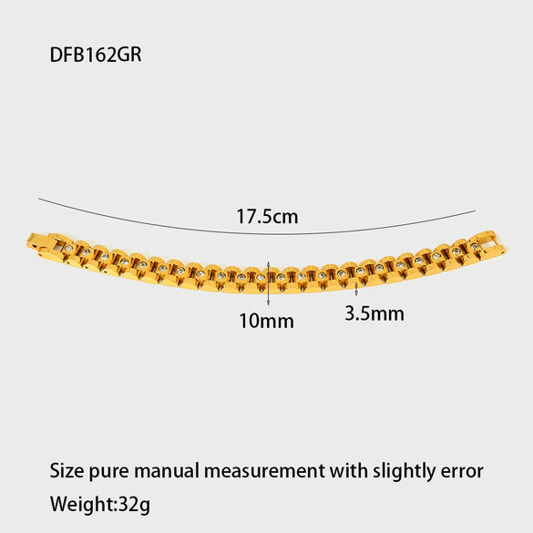 Wholesale Geometric Rhinestoneencrusted Imitation Pearl 18K Gold Plated Stainless Steel Bracelet For Women