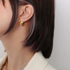 Wholesale Geometric Rhombus Textured Titanium Steel 18K Gold Plated Earrings