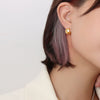 Wholesale Geometric Rhombus Textured Titanium Steel 18K Gold Plated Earrings