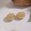 Wholesale Geometric Ringshaped Inlaid Rhinestone Stainless Steel Earrings With Pvd Furnace Vacuum Real Gold Plating For Women