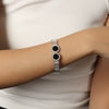 Wholesale Geometric Roman Numeral Dial Stainless Steel Electroplated Open Bracelet Set