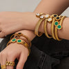 Wholesale Geometric Roman Numeral Dial Stainless Steel Electroplated Open Bracelet Set