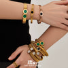 Wholesale Geometric Roman Numeral Dial Stainless Steel Electroplated Open Bracelet Set
