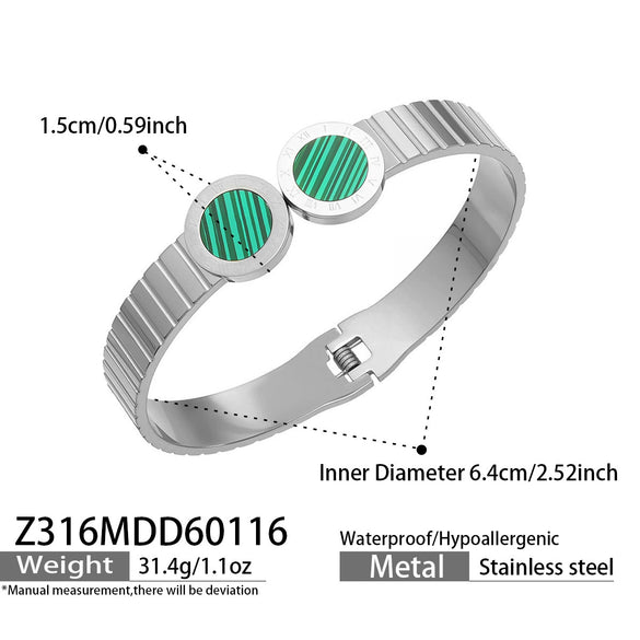 Wholesale Geometric Roman Numeral Dial Stainless Steel Electroplated Open Bracelet Set