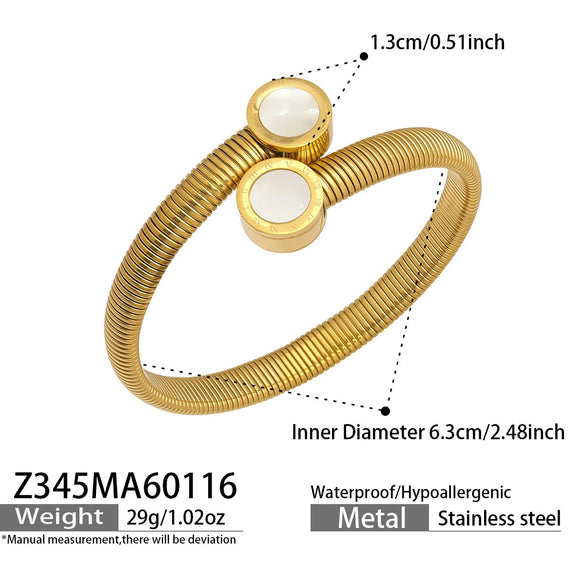 Wholesale Geometric Roman Numeral Dial Stainless Steel Electroplated Open Bracelet Set