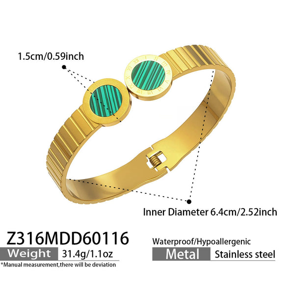 Wholesale Geometric Roman Numeral Dial Stainless Steel Electroplated Open Bracelet Set