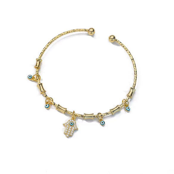Wholesale Geometric Round Blue Eyes Devil's Eye Copper Electroplated Bracelet