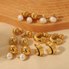 Wholesale Geometric Round Cshaped Stainless Steel Diamondencrusted Pearl Earrings Plated With 18K Gold For Women