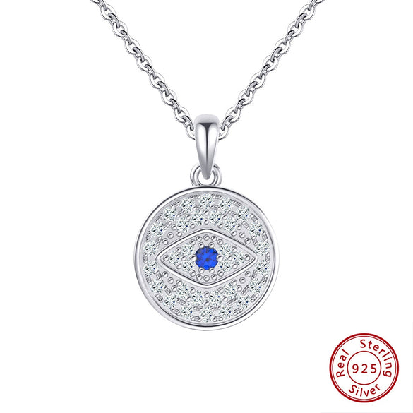 Wholesale Geometric Round Devil's Eye Pendant Necklace Silver Electroplated Unisex