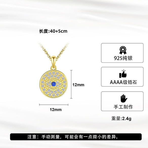 Wholesale Geometric Round Devil's Eye Pendant Necklace Silver Electroplated Unisex