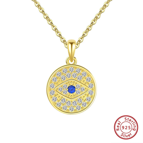 Wholesale Geometric Round Devil's Eye Pendant Necklace Silver Electroplated Unisex