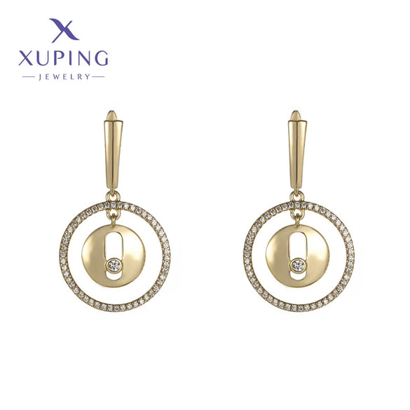 Wholesale Geometric Round Dshaped Copper Zinc Alloy Earrings For Women With Electroplating