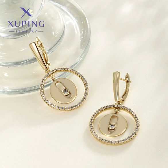 Wholesale Geometric Round Dshaped Copper Zinc Alloy Earrings For Women With Electroplating