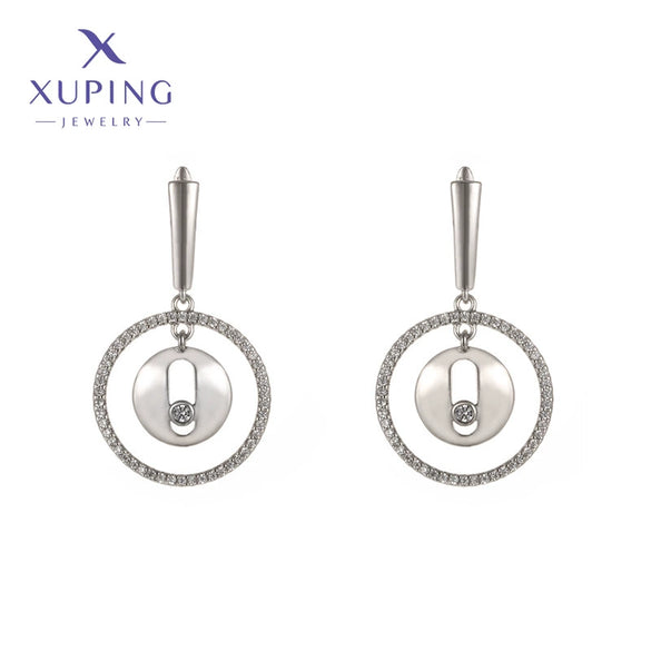 Wholesale Geometric Round Dshaped Copper Zinc Alloy Earrings For Women With Electroplating