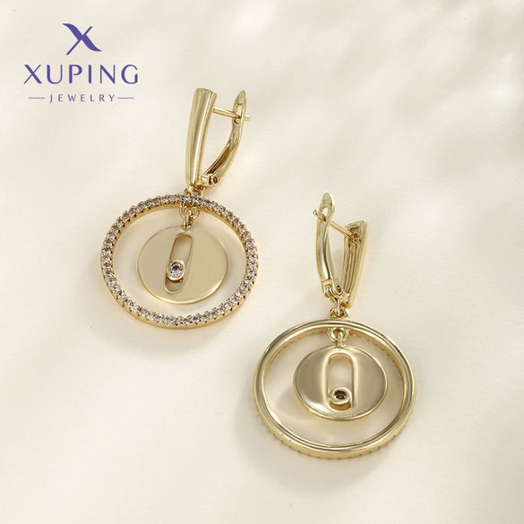 Wholesale Geometric Round Dshaped Copper Zinc Alloy Earrings For Women With Electroplating
