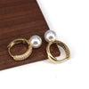 Wholesale Geometric Round Imitation Pearl Zirconium Ear Clip Jewelry Earrings Sweet Fresh Style