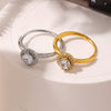 Wholesale Geometric Round Inlaid Zircon Titanium Steel Electroplated Unisex Ring Fashion Jewelry