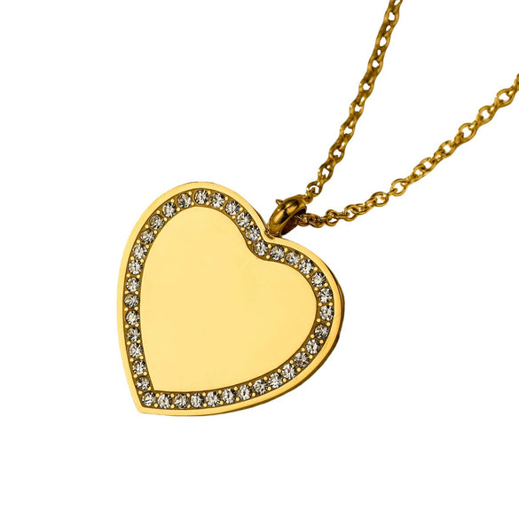 Wholesale Geometric Round Love Diamond Stainless Steel Titanium Steel Necklace For Women With Electroplating Style