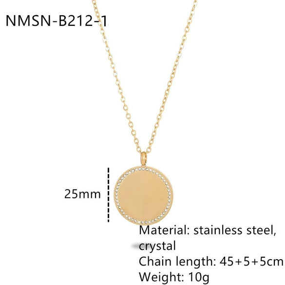 Wholesale Geometric Round Love Diamond Stainless Steel Titanium Steel Necklace For Women With Electroplating Style