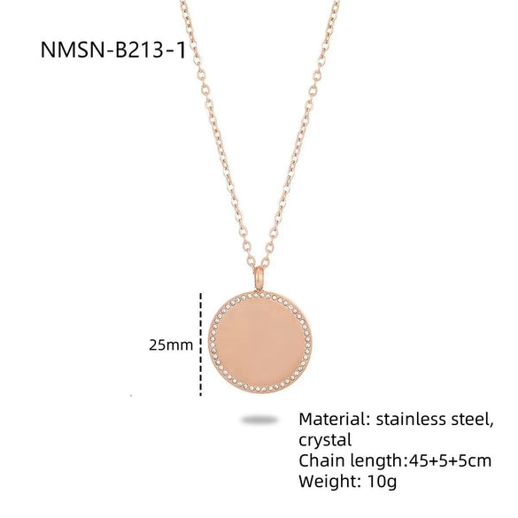 Wholesale Geometric Round Love Diamond Stainless Steel Titanium Steel Necklace For Women With Electroplating Style