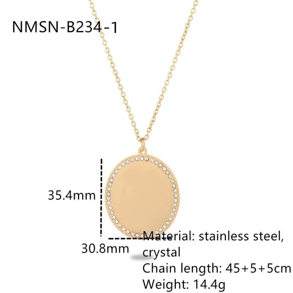 Wholesale Geometric Round Love Diamond Stainless Steel Titanium Steel Necklace For Women With Electroplating Style