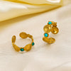 Wholesale Geometric Round Malachiteturquoise Inlaid Stainless Steel Electroplated Ring For Women