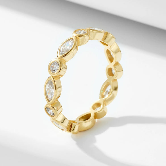 Wholesale Geometric Round Marquise Zircon 925 Sterling Silver Ring For Women