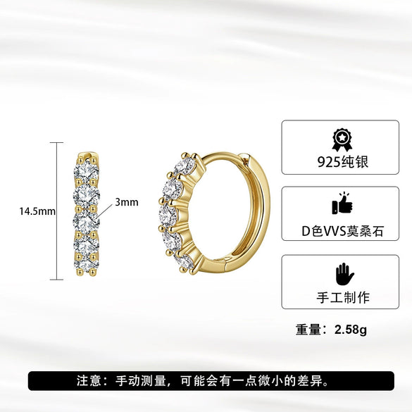 Wholesale Geometric Round Moissanite Earrings For Women 925 Silver Electroplated