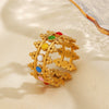Wholesale Geometric Round Oil Drop Stainless Steel Ring Electroplated For Women