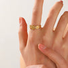 Wholesale Geometric Round Open Adjustable Ring Stainless Steel Real Gold Plated For Women