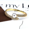 Wholesale Geometric Round Pearl Set Zircon Adjustable Bracelet Jewelry Copper 18K Gold Plated