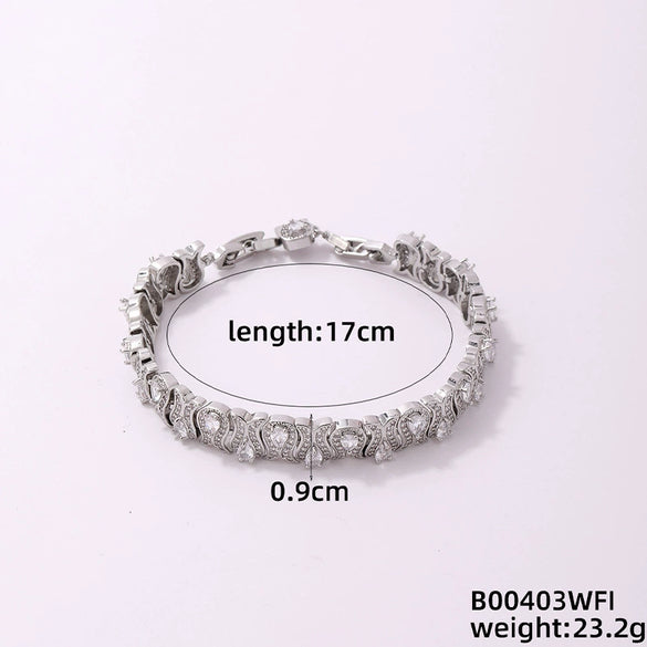 Wholesale Geometric Round Square Micro Inlaid Zircon Copper Bracelet With Electroplating For Women Minimalist Style